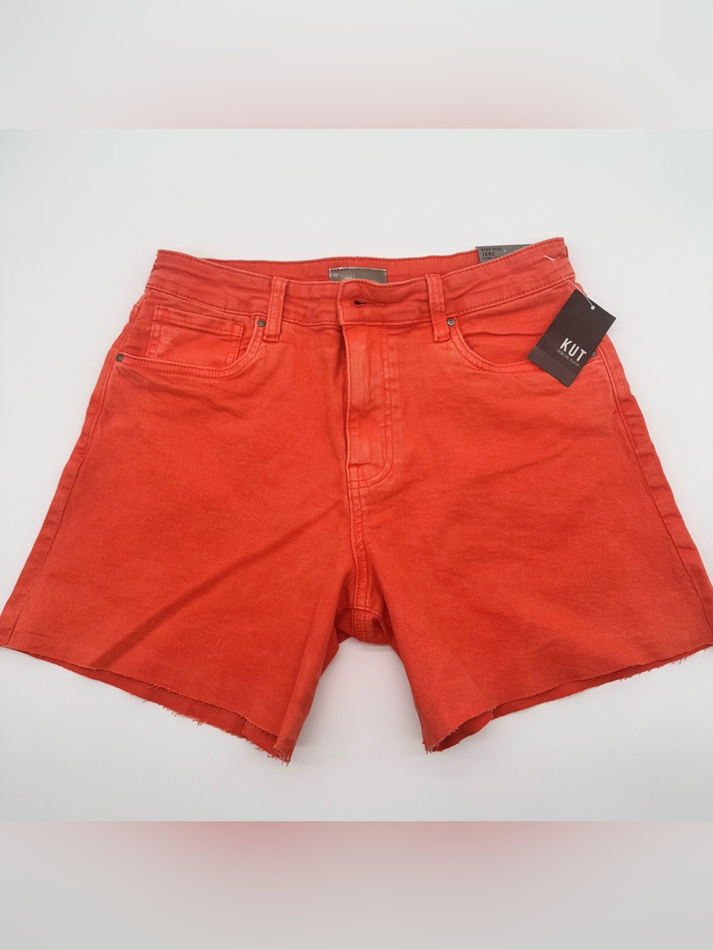 Kut from the Kloth Vibrant Orange HIGH RISE
JANE Denim Cutoff 🩳  long Shorts